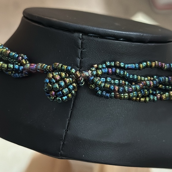 Oil Slick Mermaid Seed Bead Multi-Strand Necklace - Picture 2 of 3